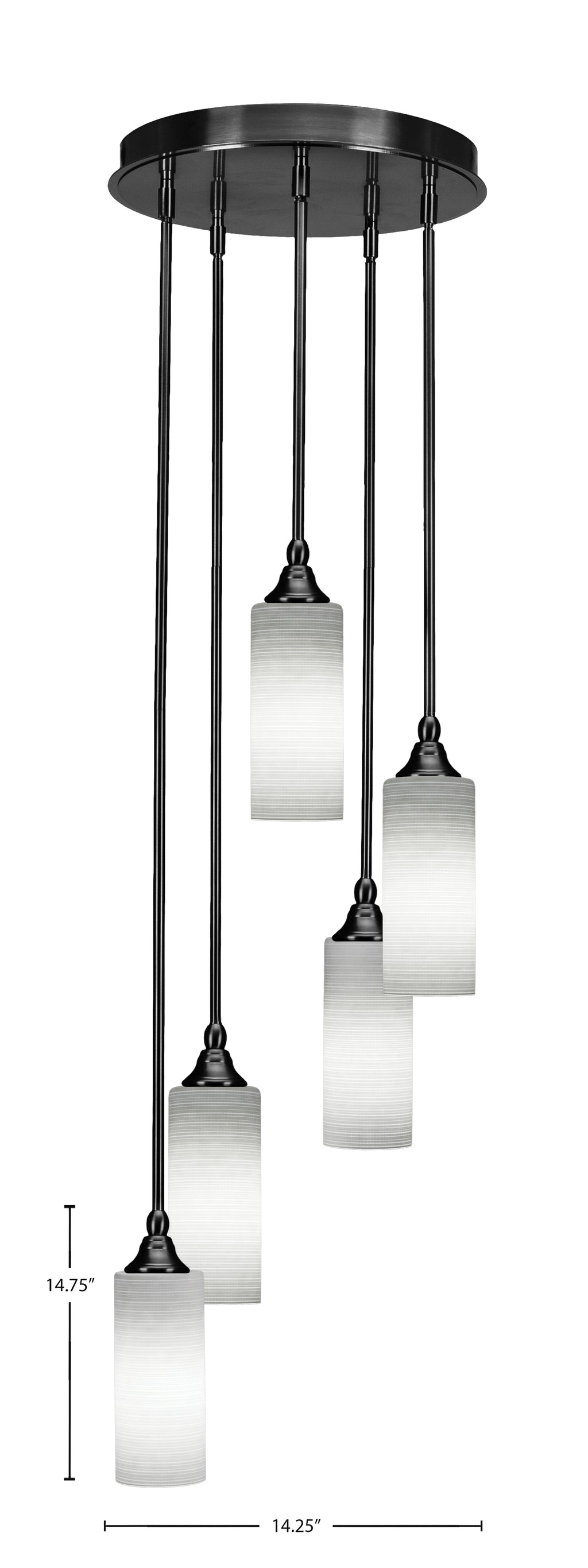 Empire Five Light Cluster Pendalier in Matte Black with 4" White Matrix Shade