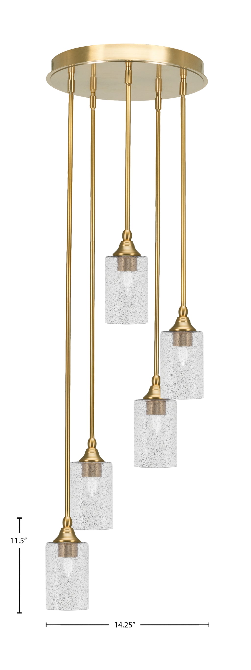 Empire Five Light Pendalier in New Age Brass with 4" Smoke Bubble Shade