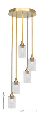 Empire Five Light Pendalier in New Age Brass with 4" Smoke Bubble Shade
