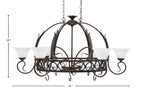 Leaf Eight Light Pot Rack in Bronze with 7" White Muslin Shade