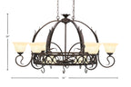 Leaf Eight Light Pot Rack in Bronze with 7" Italian Marble Shade