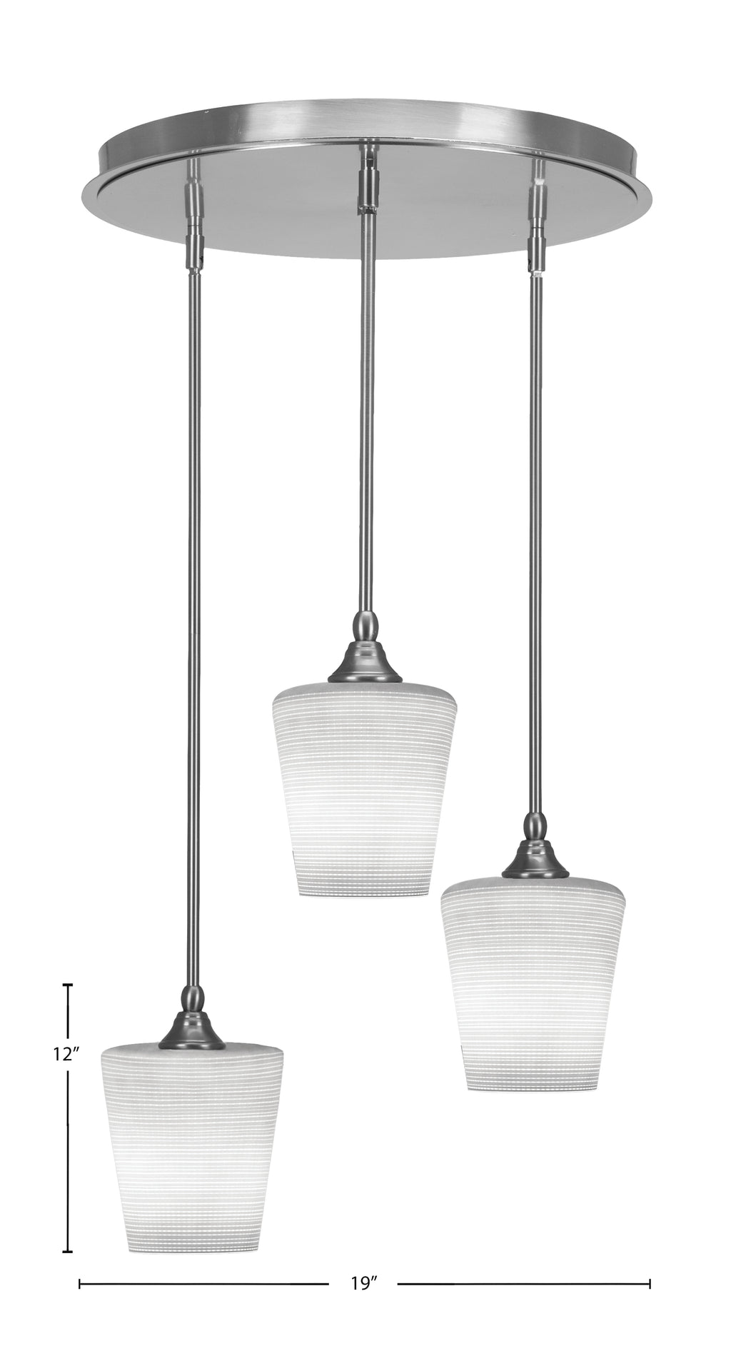 Empire Three Light Pendalier in Brushed Nickel with 6" White Matrix Shade