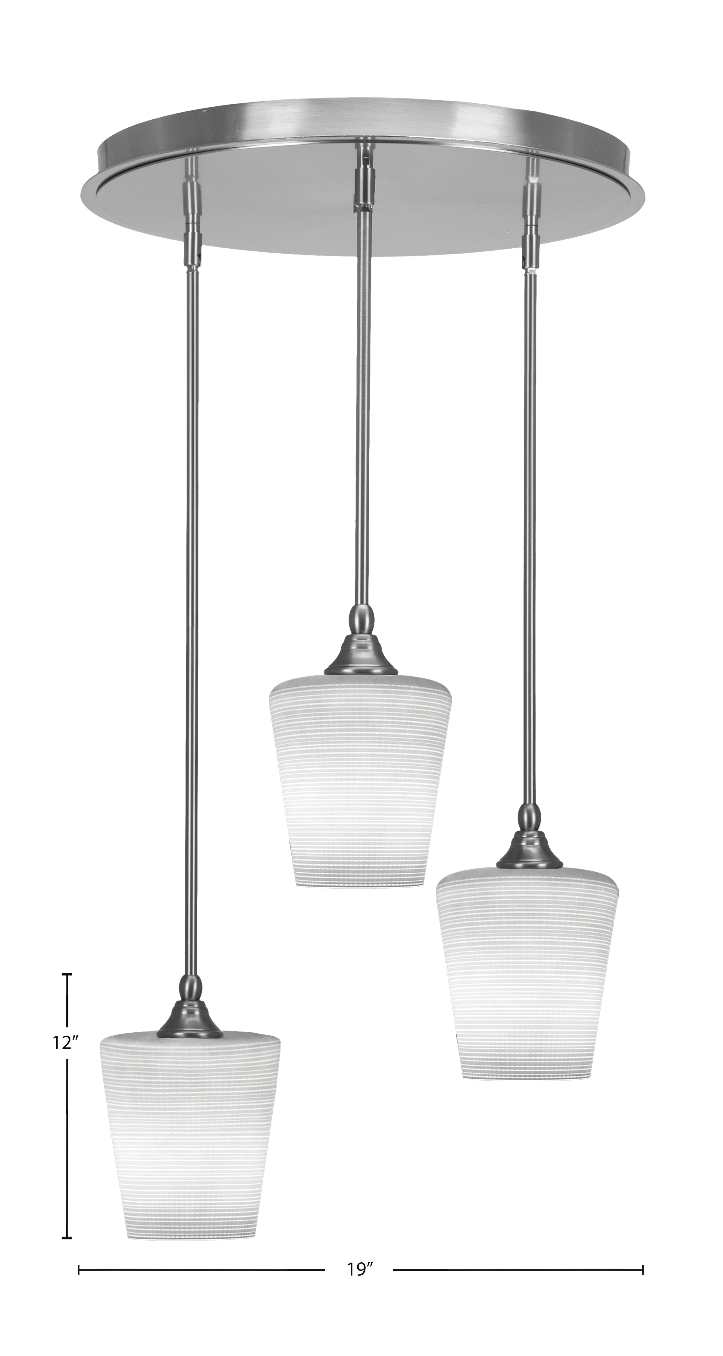 Empire Three Light Pendalier in Brushed Nickel with 6" White Matrix Shade