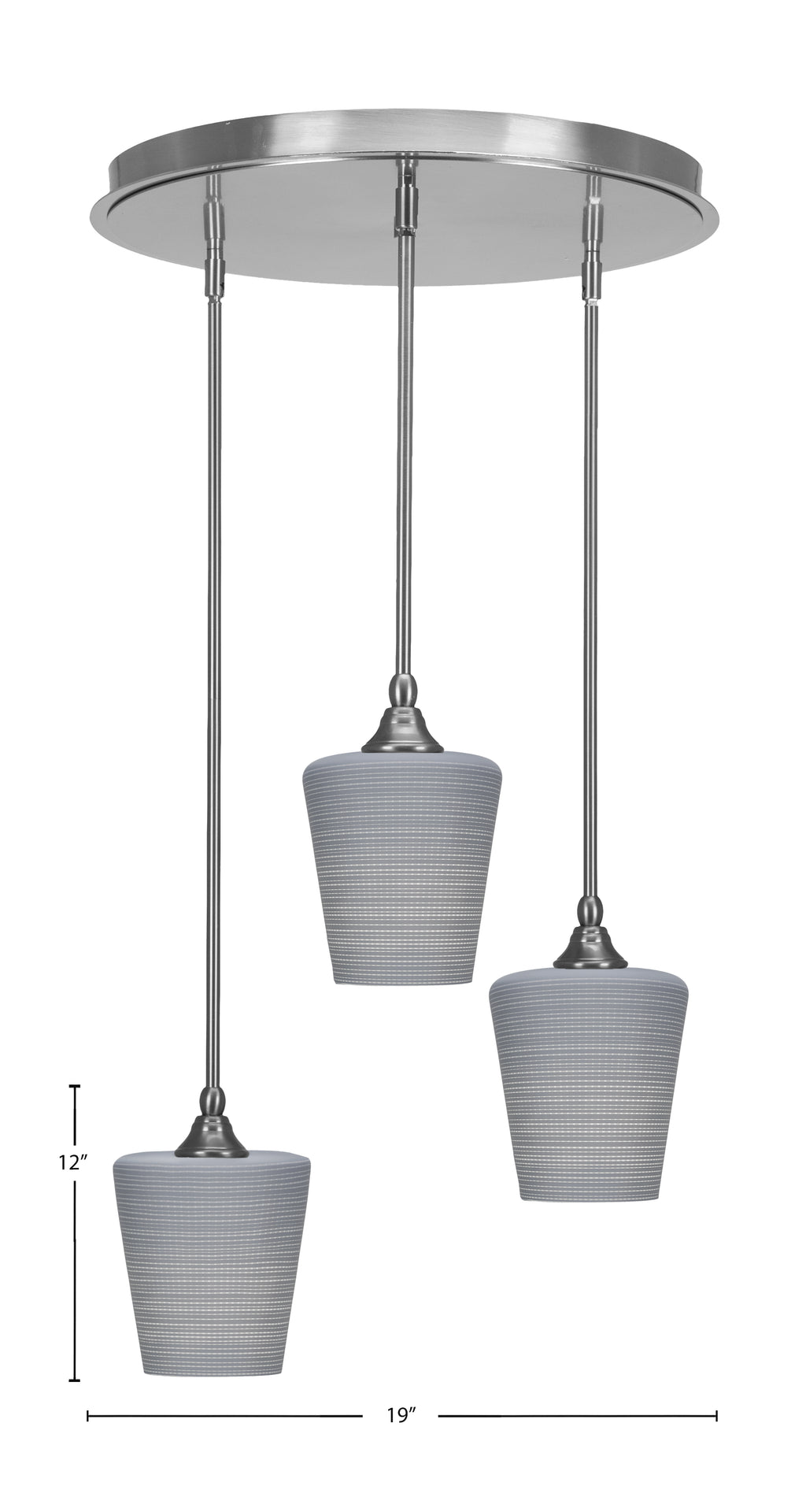 Empire Three Light Pendalier in Brushed Nickel with 6" Gray Matrix Shade