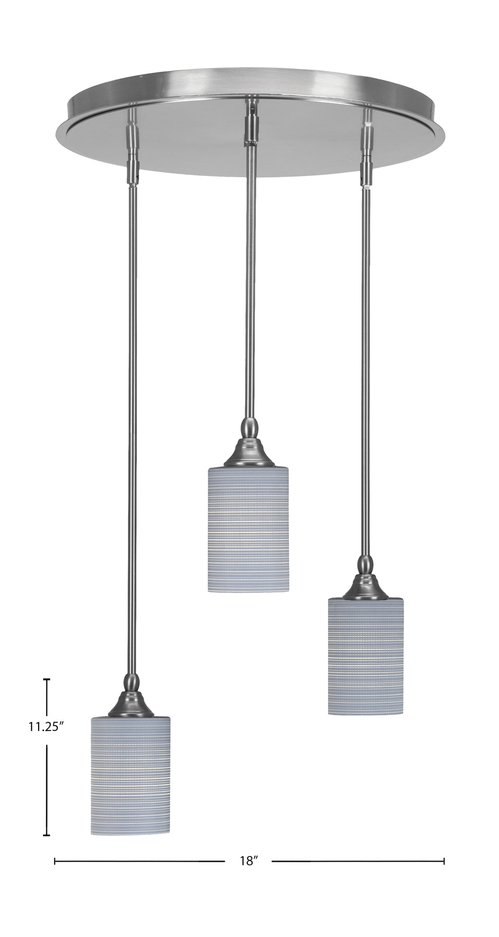 Empire Three Light Cluster Pendalier in Brushed Nickel with 4" Gray Matrix Shade