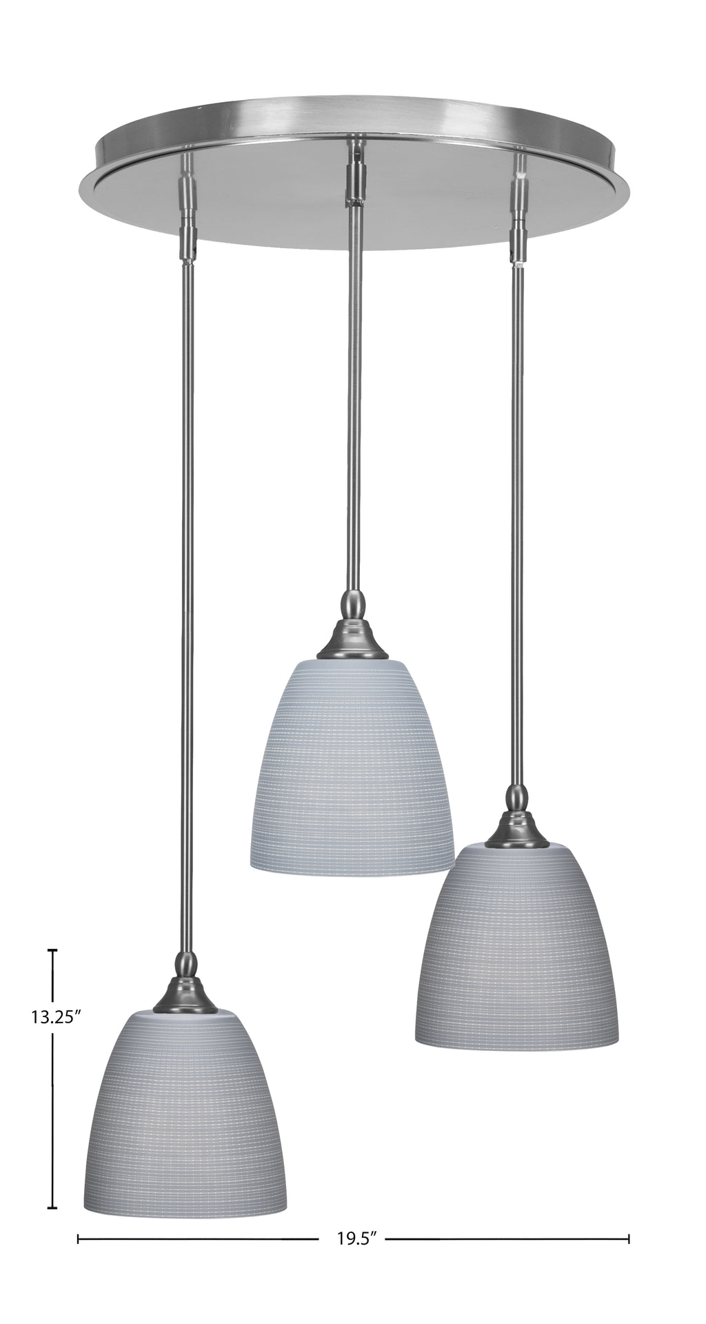 Empire Three Light Pendalier in Brushed Nickel with 8" Gray Matrix Shade