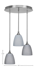 Empire Three Light Pendalier in Brushed Nickel with 8" Gray Matrix Shade