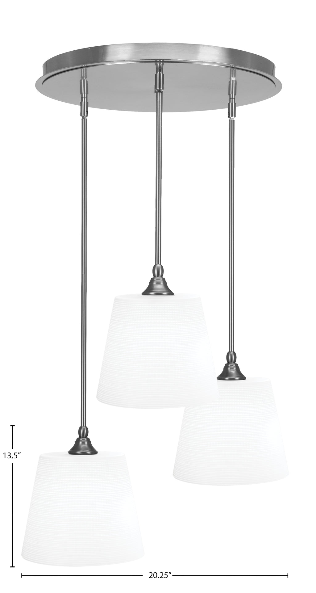 Empire Three Light Pendalier in Brushed Nickel with 10" White Matrix Shade