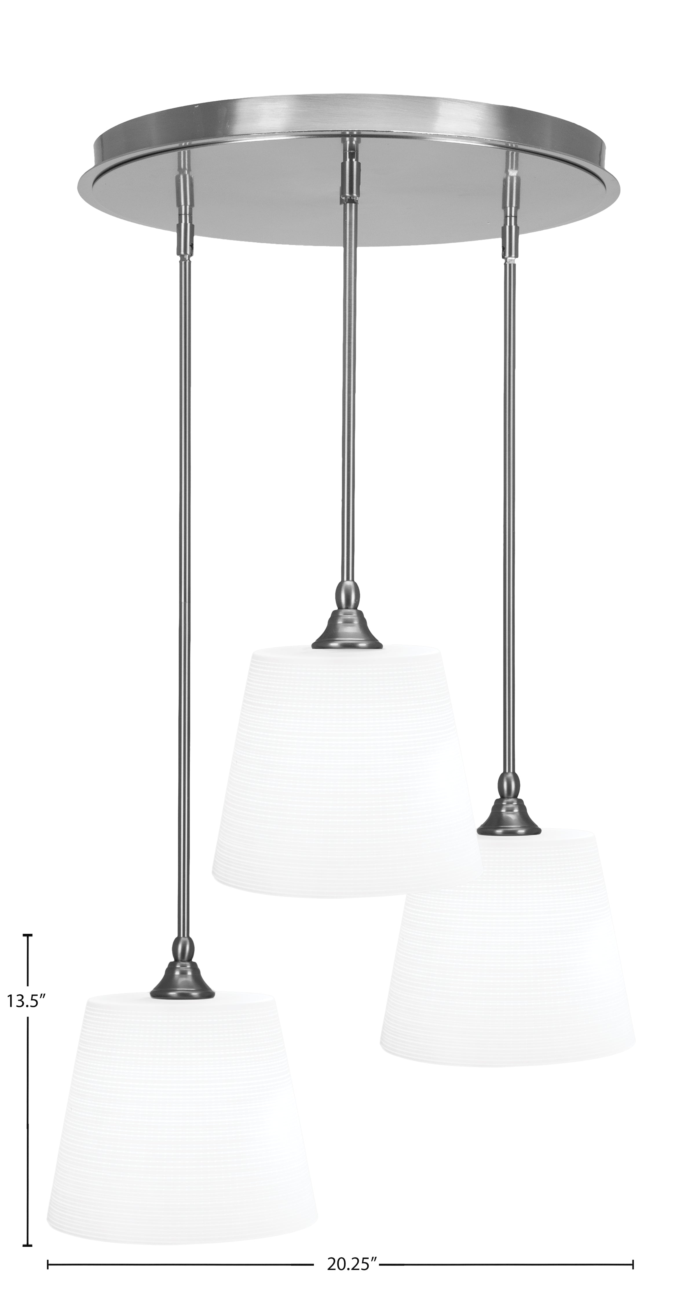 Empire Three Light Pendalier in Brushed Nickel with 10" White Matrix Shade