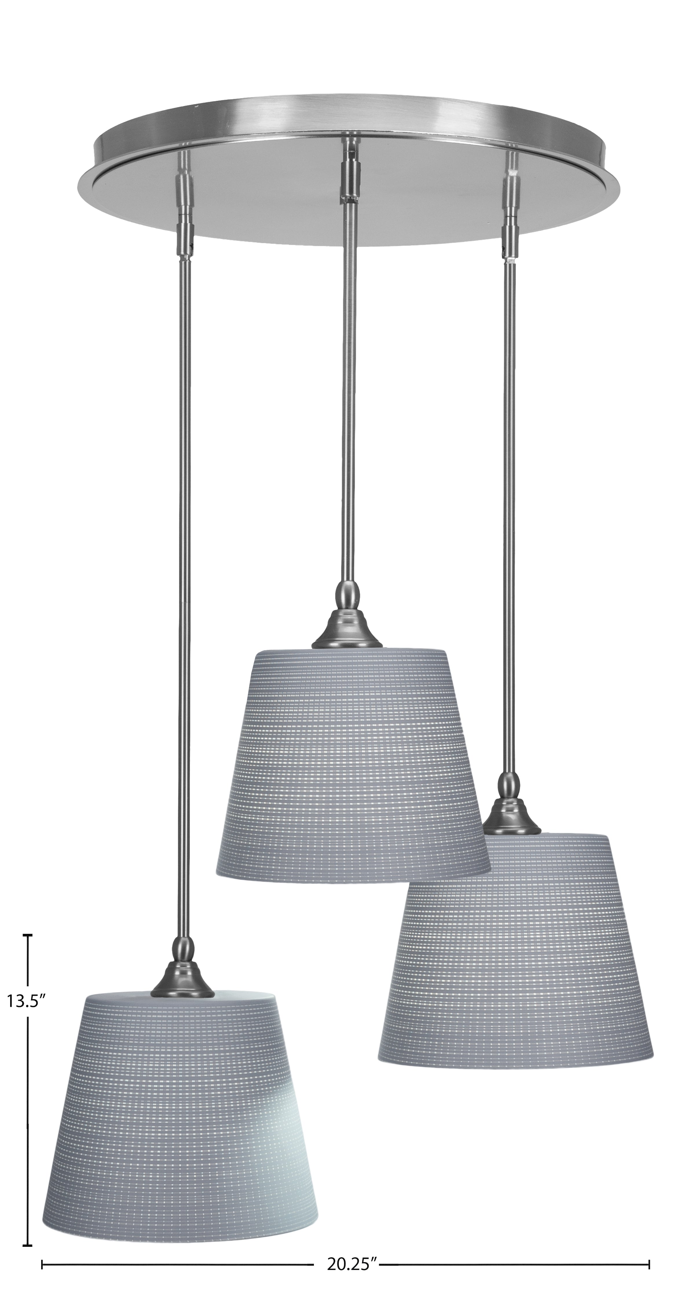 Empire Three Light Pendalier in Brushed Nickel with 10" Gray Matrix Shade
