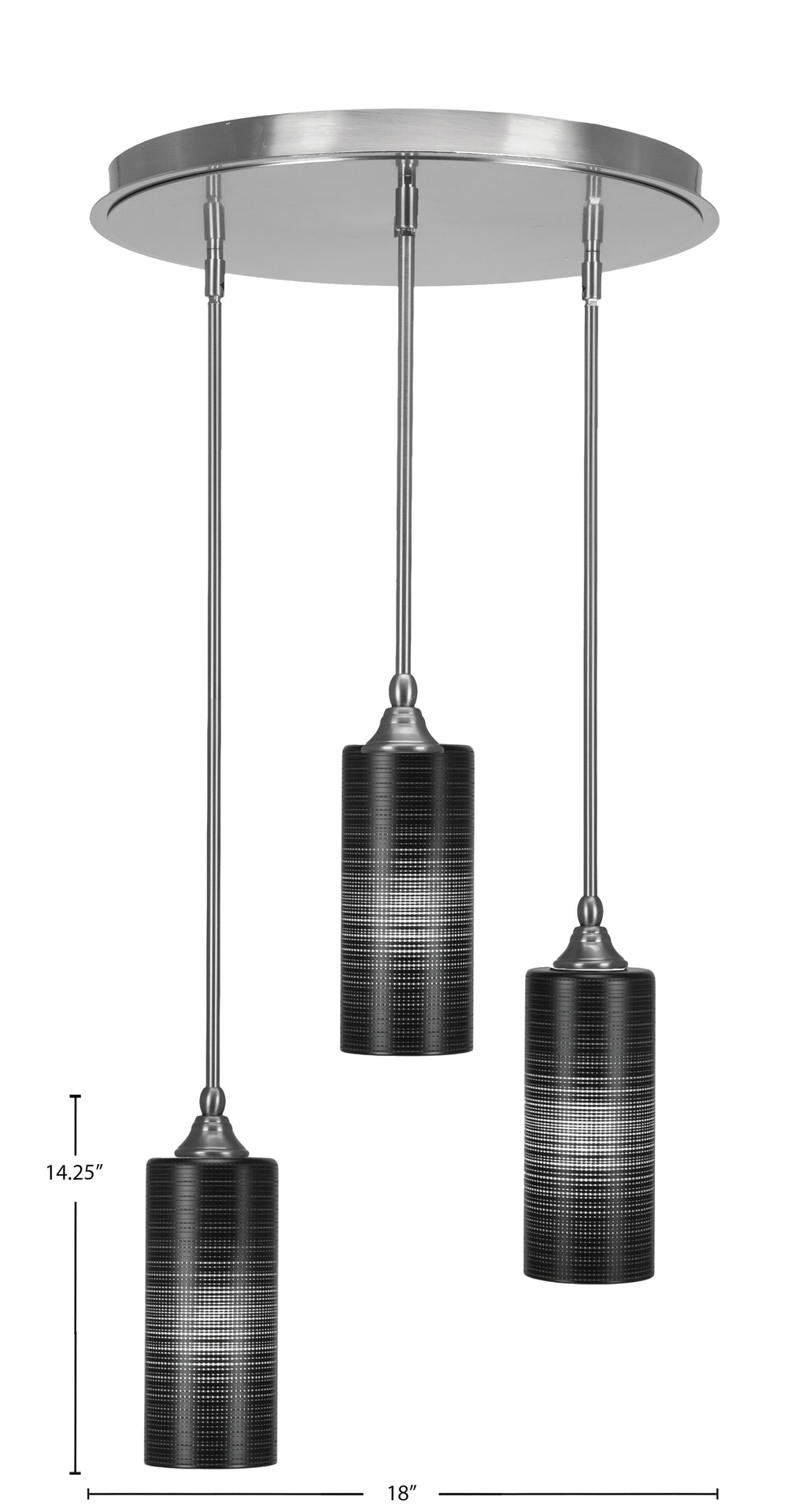 Empire Three Light Cluster Pendalier in Brushed Nickel with 4" Black Matrix Shade