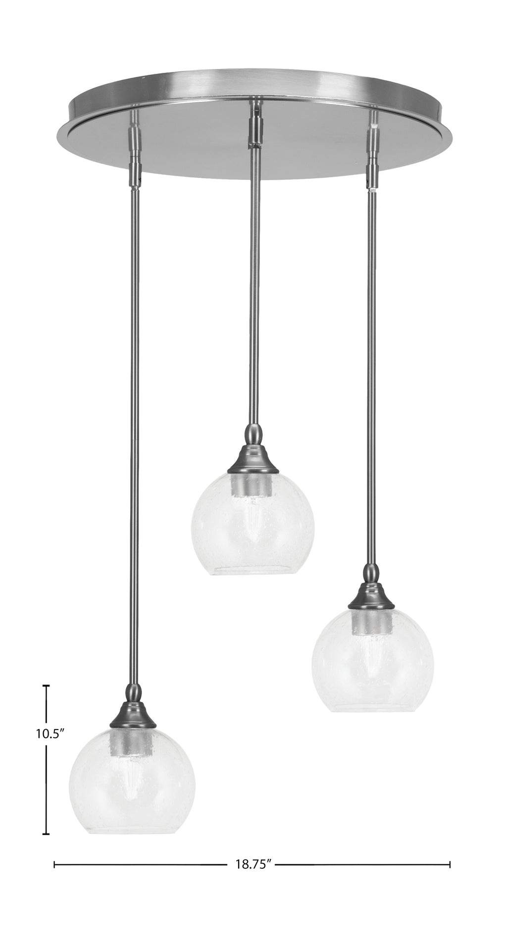 Empire Three Light Pendalier in Brushed Nickel with 5.75" Clear Bubble Shade