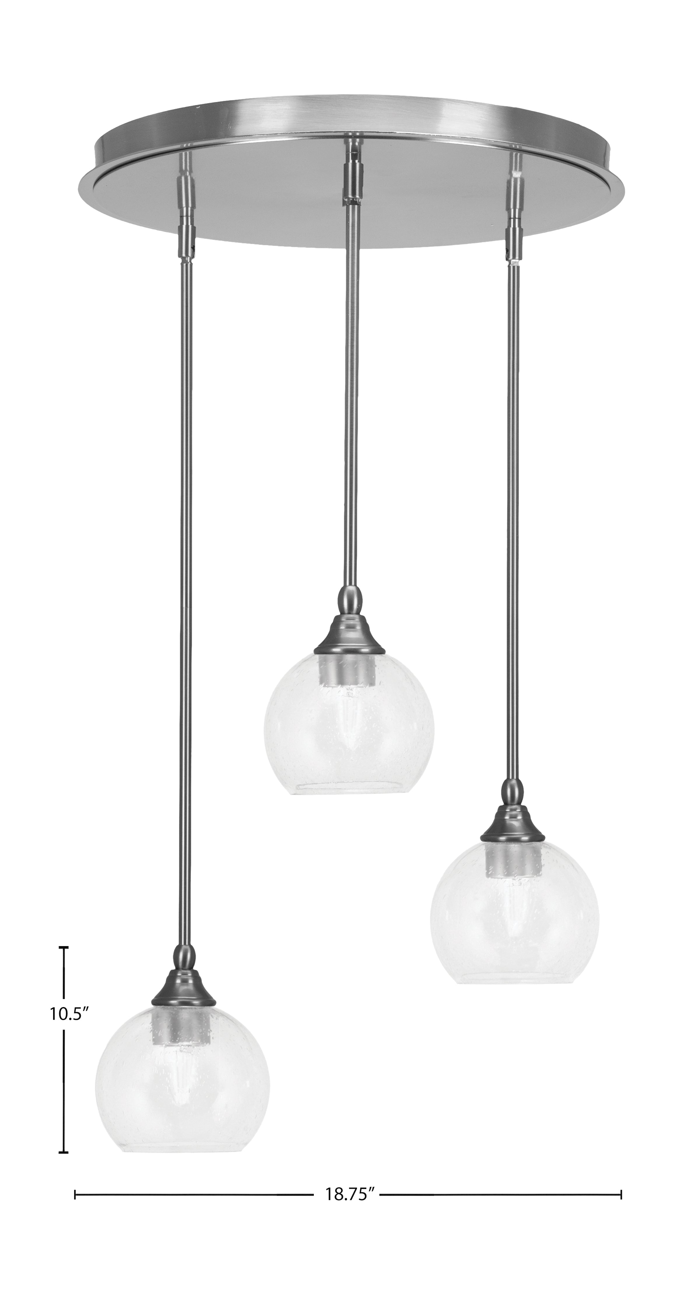 Empire Three Light Pendalier in Brushed Nickel with 5.75" Clear Bubble Shade