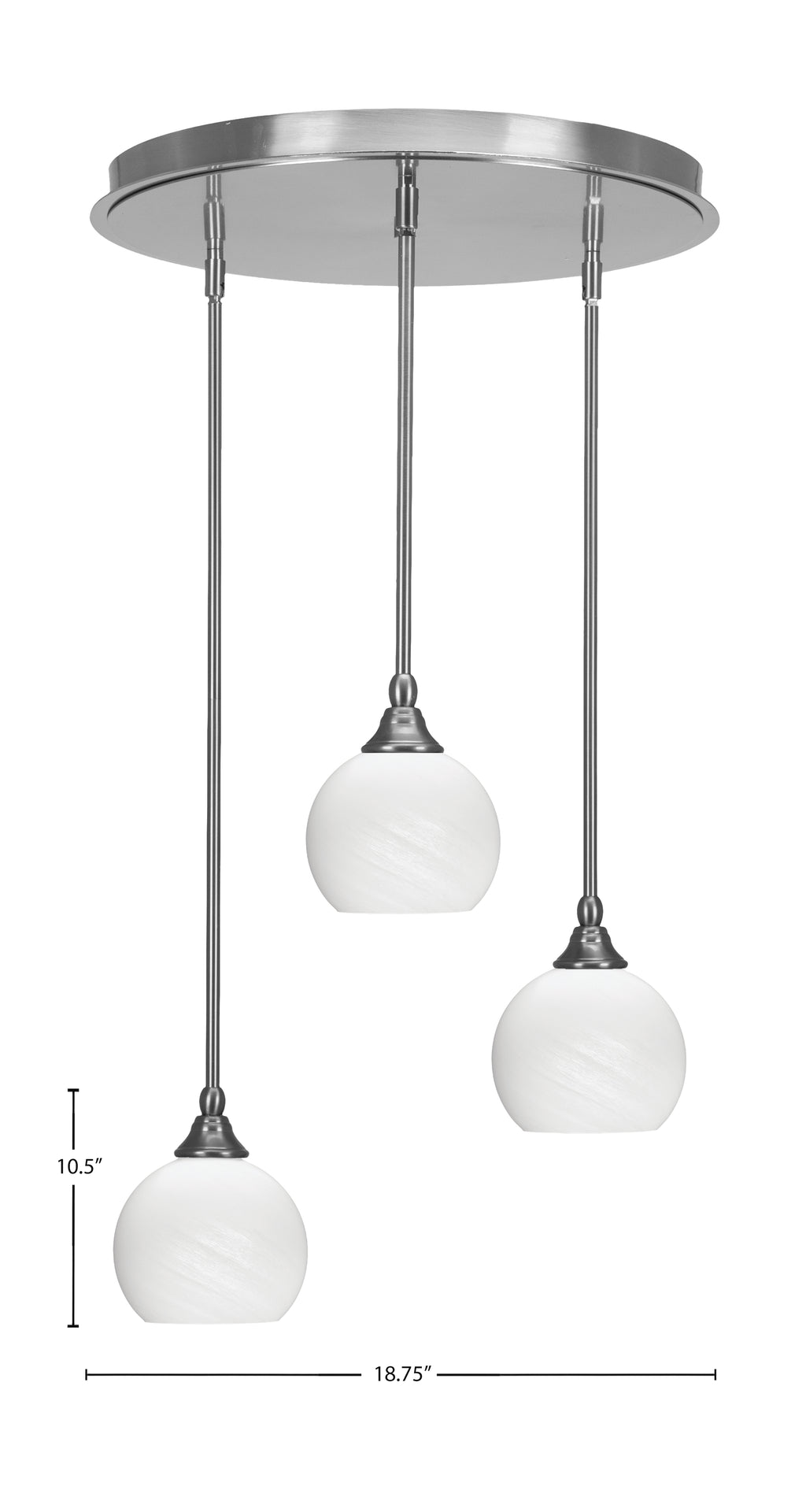 Empire Three Light Pendalier in Brushed Nickel with 5.75" White Marble Shade