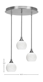 Empire Three Light Pendalier in Brushed Nickel with 5.75" White Marble Shade