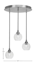Empire Three Light Pendalier in Brushed Nickel with 5.75" Smoke Bubble Shade