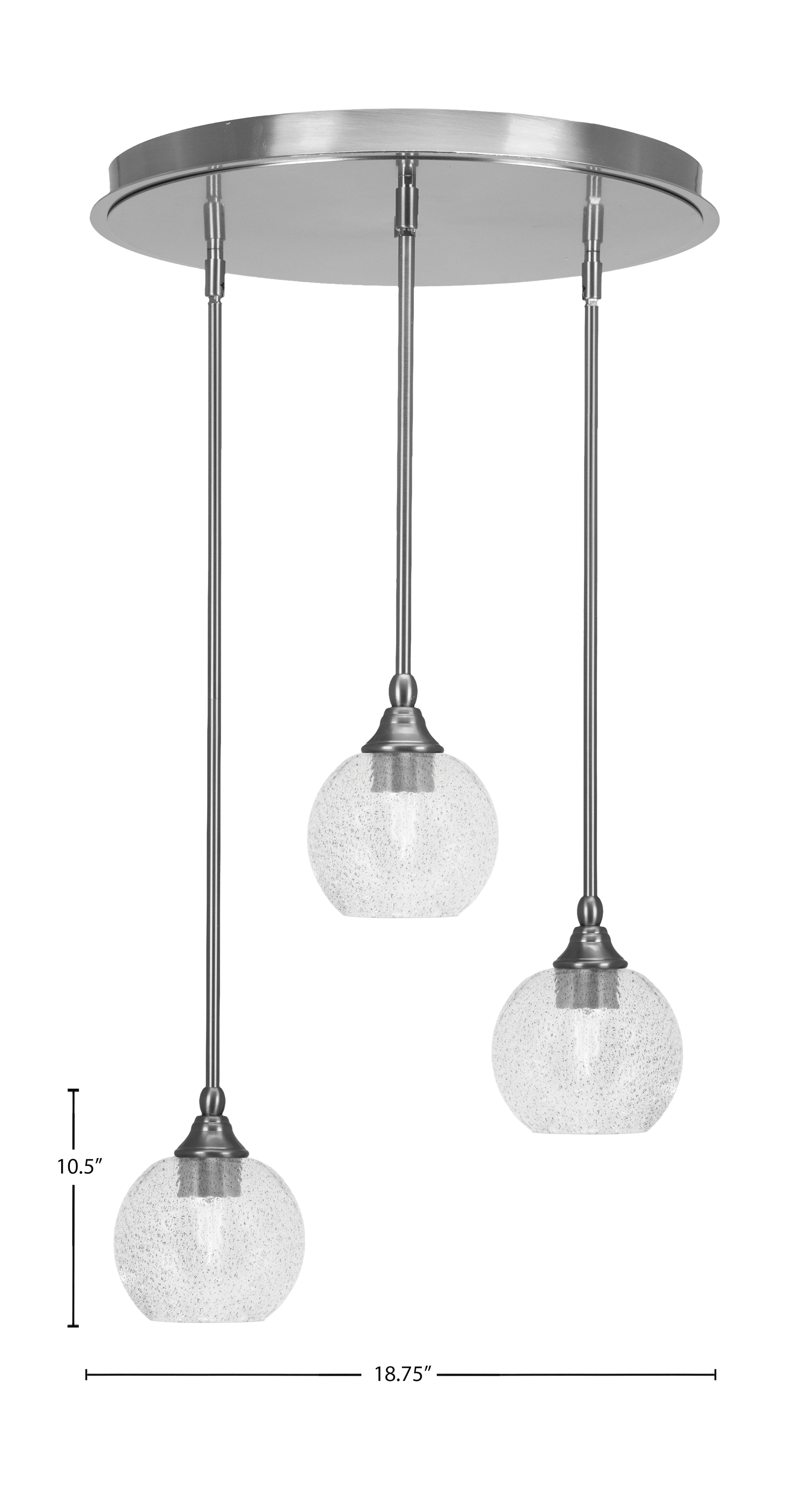 Empire Three Light Pendalier in Brushed Nickel with 5.75" Smoke Bubble Shade