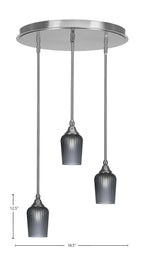 Empire Three Light Pendalier in Brushed Nickel with 5" Smoke Textured Shade