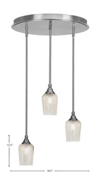 Empire Three Light Pendalier in Brushed Nickel with 5" Silver Textured Shade