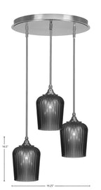 Empire Three Light Pendalier in Brushed Nickel with 9" Smoke Textured Shade