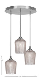 Empire Three Light Pendalier in Brushed Nickel with 9" Silver Textured Shade