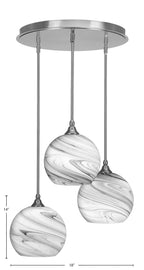 Empire Three Light Pendalier in Brushed Nickel with 9.5" Onyx Swirl Shade