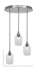 Empire Three Light Pendalier in Brushed Nickel with 6.25" Clear Bubble Shade