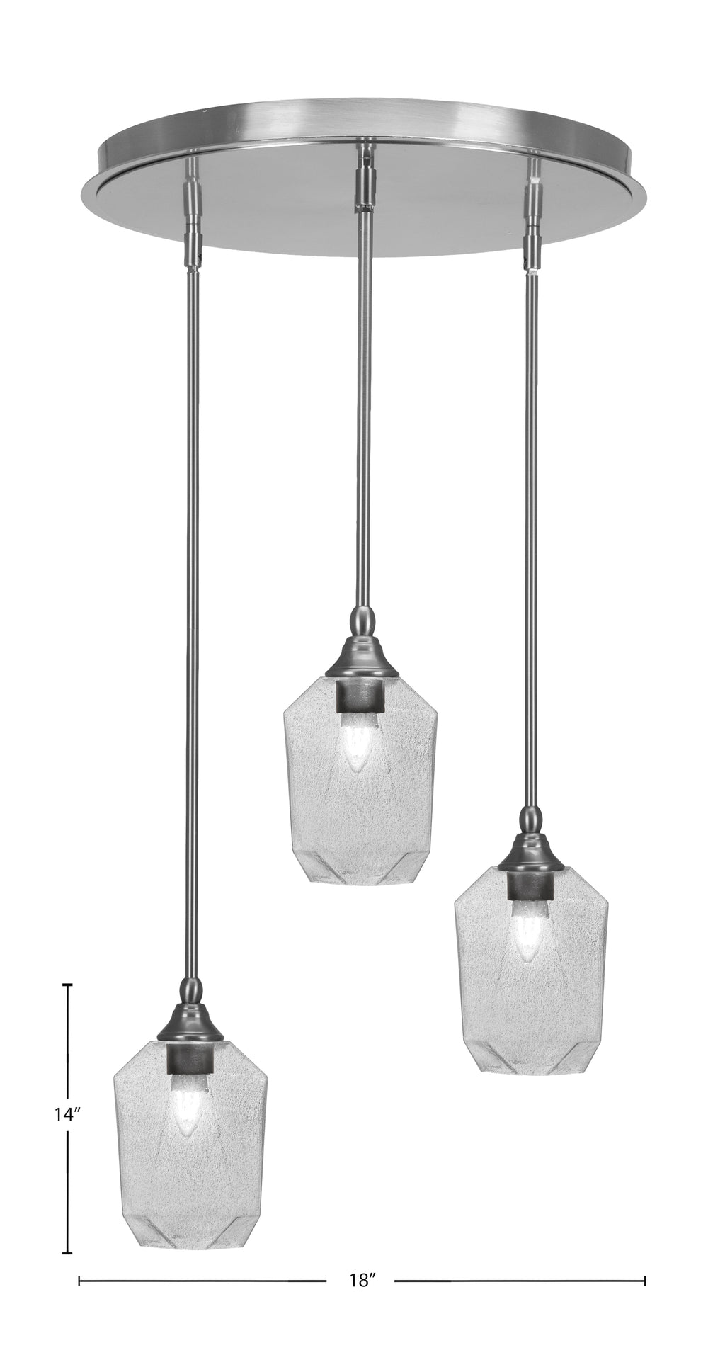 Empire Three Light Pendalier in Brushed Nickel with 6.25" Smoke Shade
