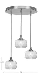 Empire Three Light Pendalier in Brushed Nickel with 8.75" Clear Bubble Shade