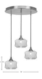 Empire Three Light Pendalier in Brushed Nickel with 8.75" Smoke Shade