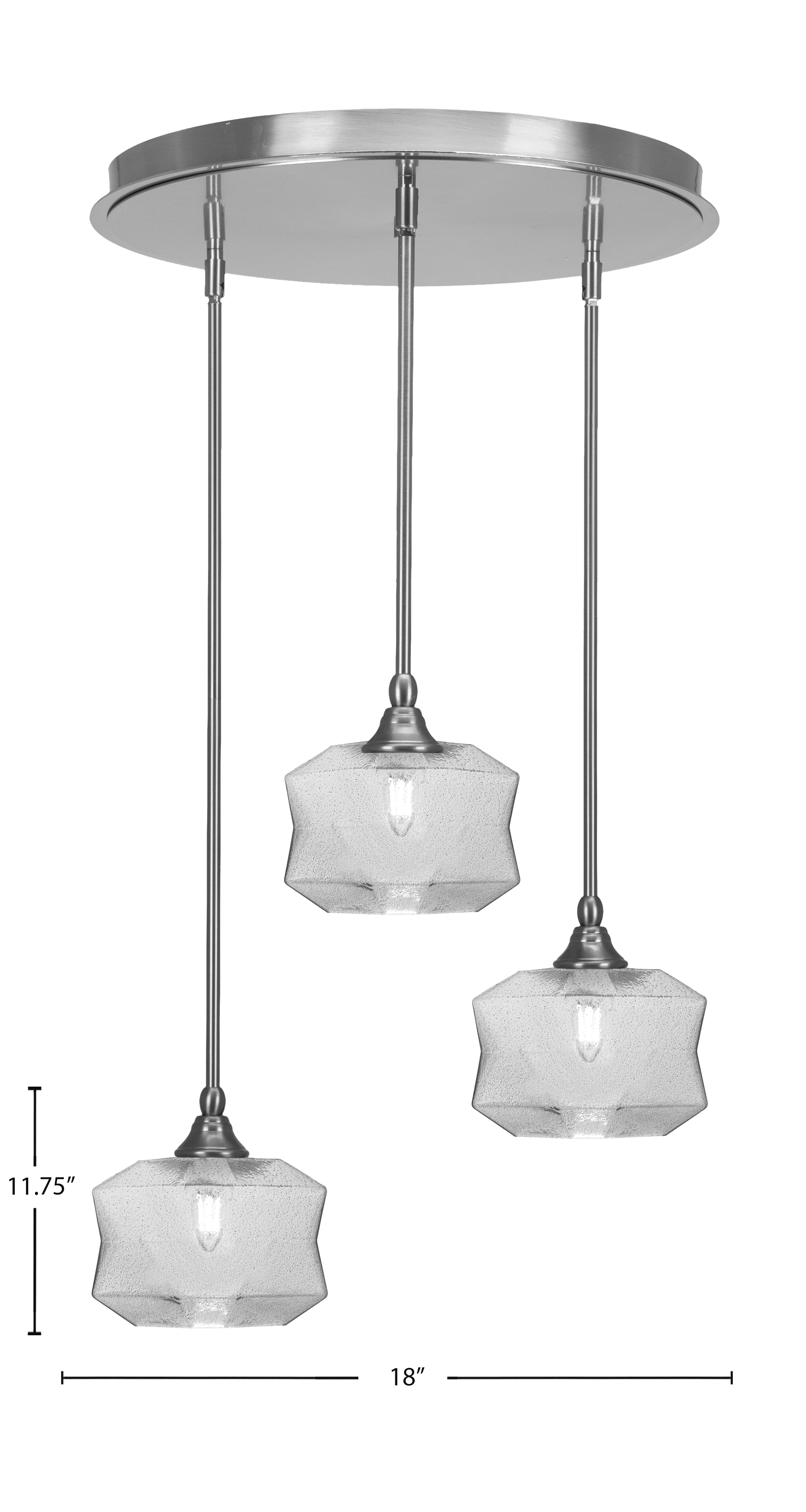 Empire Three Light Pendalier in Brushed Nickel with 8.75" Smoke Shade