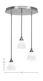 Empire Three Light Pendalier in Brushed Nickel with 6.25" White Marble Shade