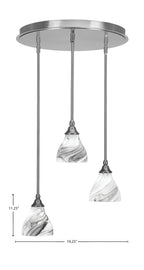 Empire Three Light Pendalier in Brushed Nickel with 6.25" Onyx Swirl Shade