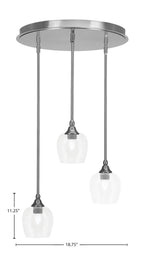 Empire Three Light Pendalier in Brushed Nickel with 6" Clear Bubble Shade