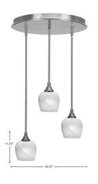 Empire Three Light Pendalier in Brushed Nickel with 6" White Marble Shade