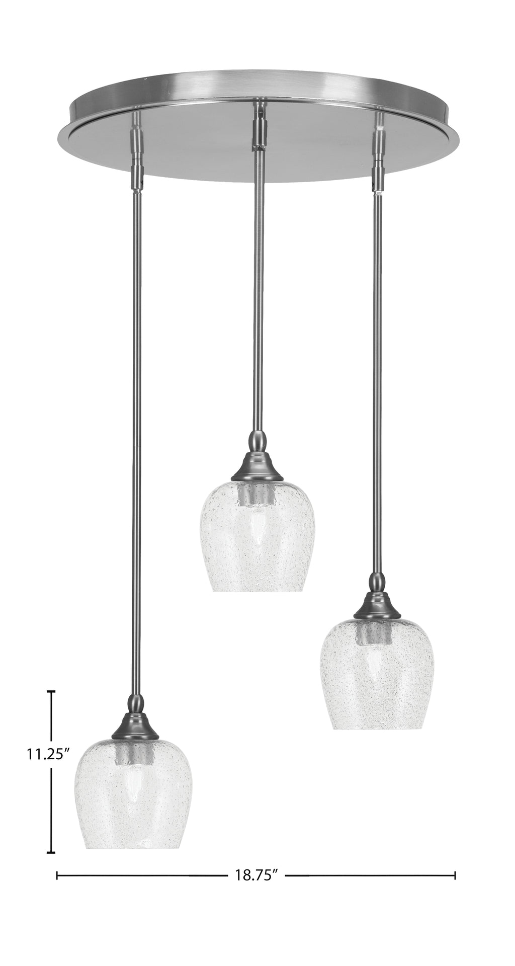 Empire Three Light Pendalier in Brushed Nickel with 6" Smoke Bubble Shade