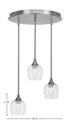 Empire Three Light Pendalier in Brushed Nickel with 6" Smoke Bubble Shade
