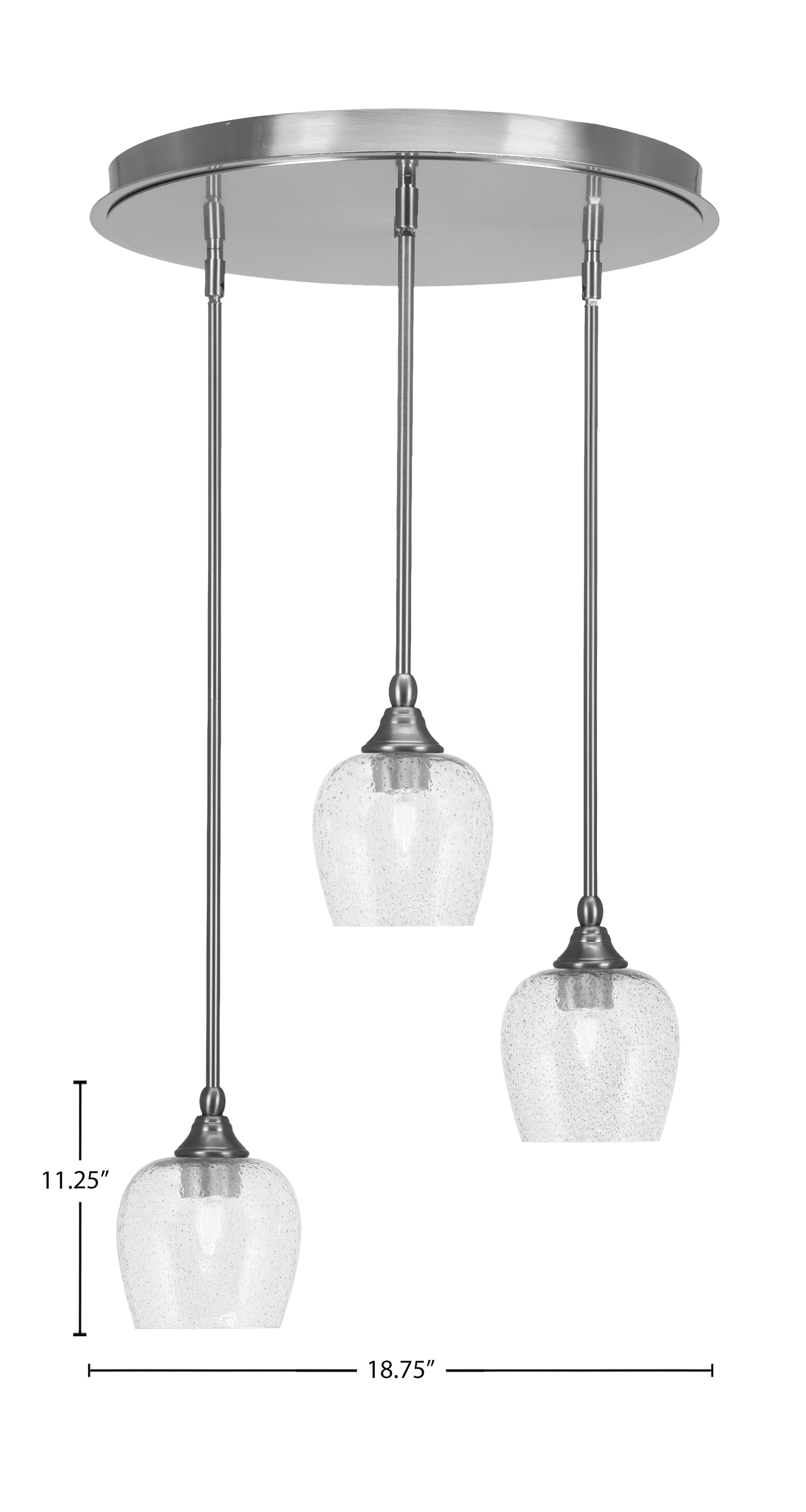 Empire Three Light Pendalier in Brushed Nickel with 6" Smoke Bubble Shade