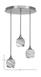 Empire Three Light Pendalier in Brushed Nickel with 6" Onyx Swirl Shade