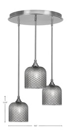 Empire Three Light Pendalier in Brushed Nickel with 7" Smoke Textured Shade