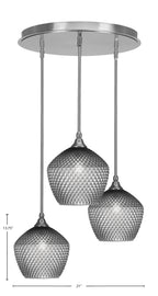 Empire Three Light Pendalier in Brushed Nickel with 9" Smoke Textured Shade