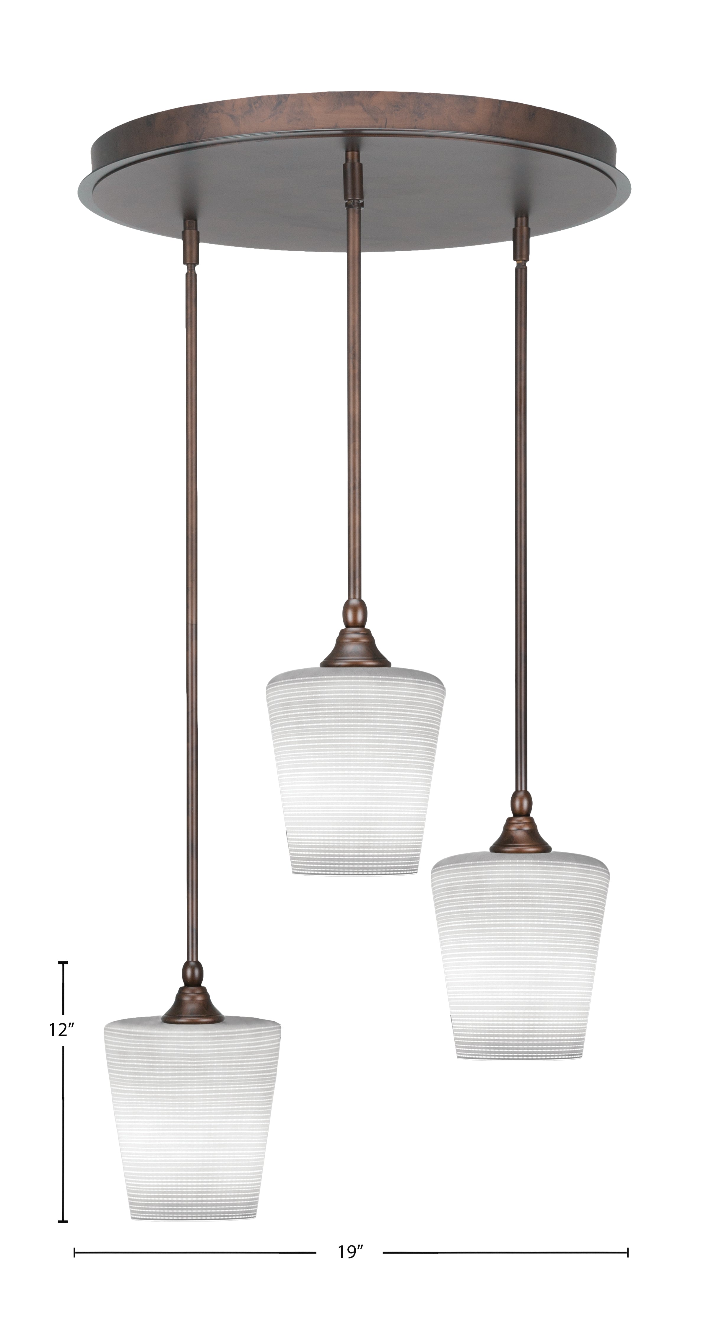 Empire Three Light Pendalier in Bronze with 6" White Matrix Shade