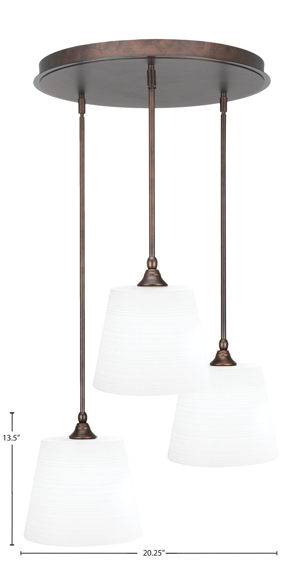 Empire Three Light Pendalier in Bronze with 10" White Matrix Shade