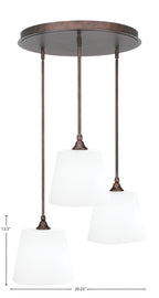 Empire Three Light Pendalier in Bronze with 10" White Matrix Shade