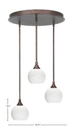 Empire Three Light Pendalier in Bronze with 5.75" White Marble Shade