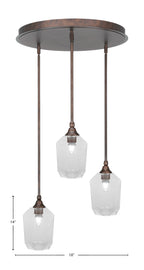 Empire Three Light Pendalier in Bronze with 6.25" Clear Bubble Shade