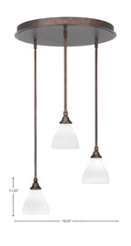 Empire Three Light Pendalier in Bronze with 6.25" White Marble Shade