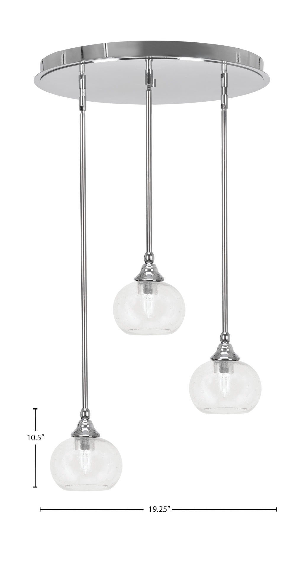 Empire Three Light Pendalier in Chrome with 7" Clear Bubble Shade