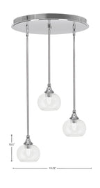 Empire Three Light Pendalier in Chrome with 7" Clear Bubble Shade