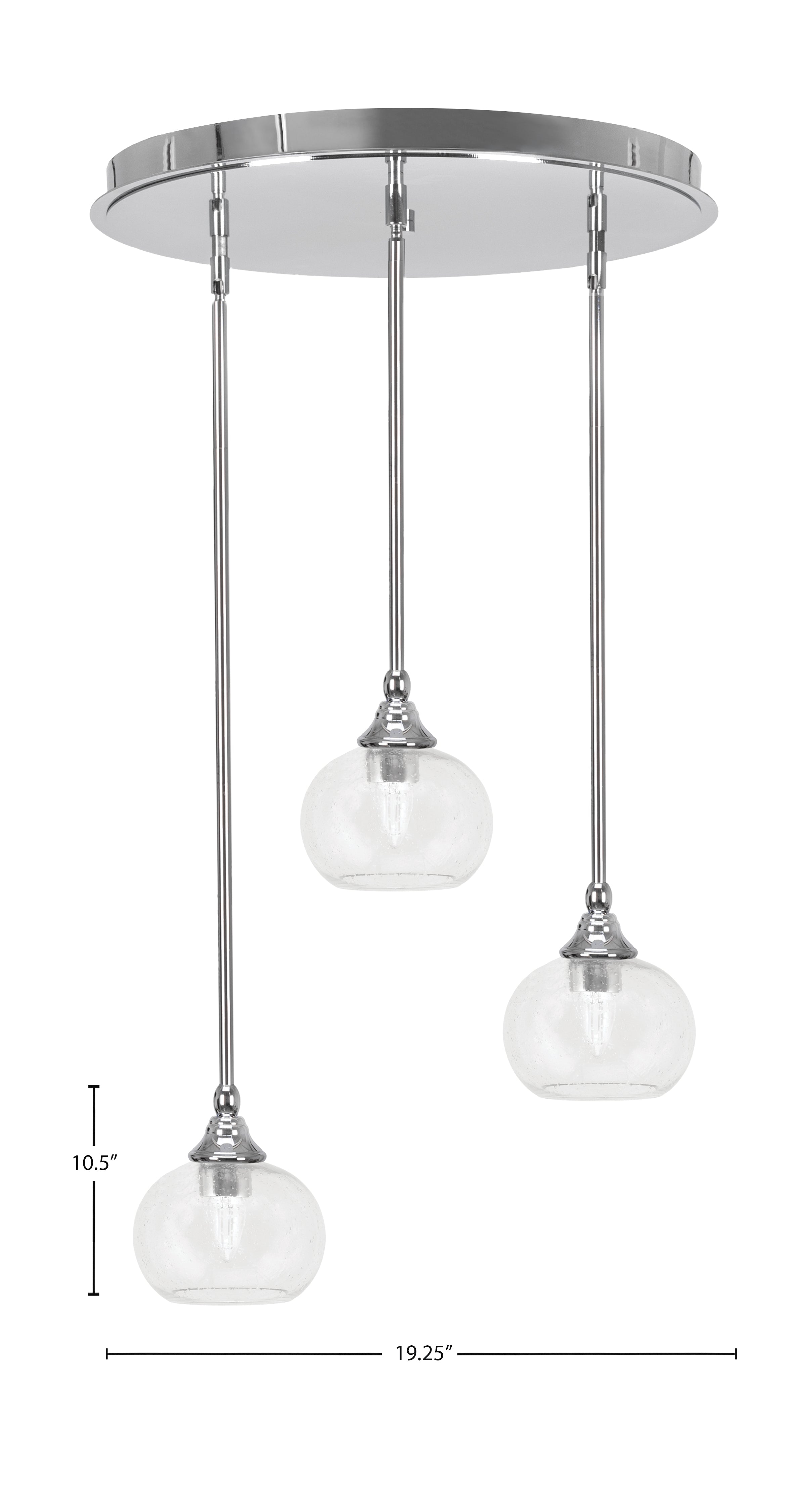 Empire Three Light Pendalier in Chrome with 7" Clear Bubble Shade